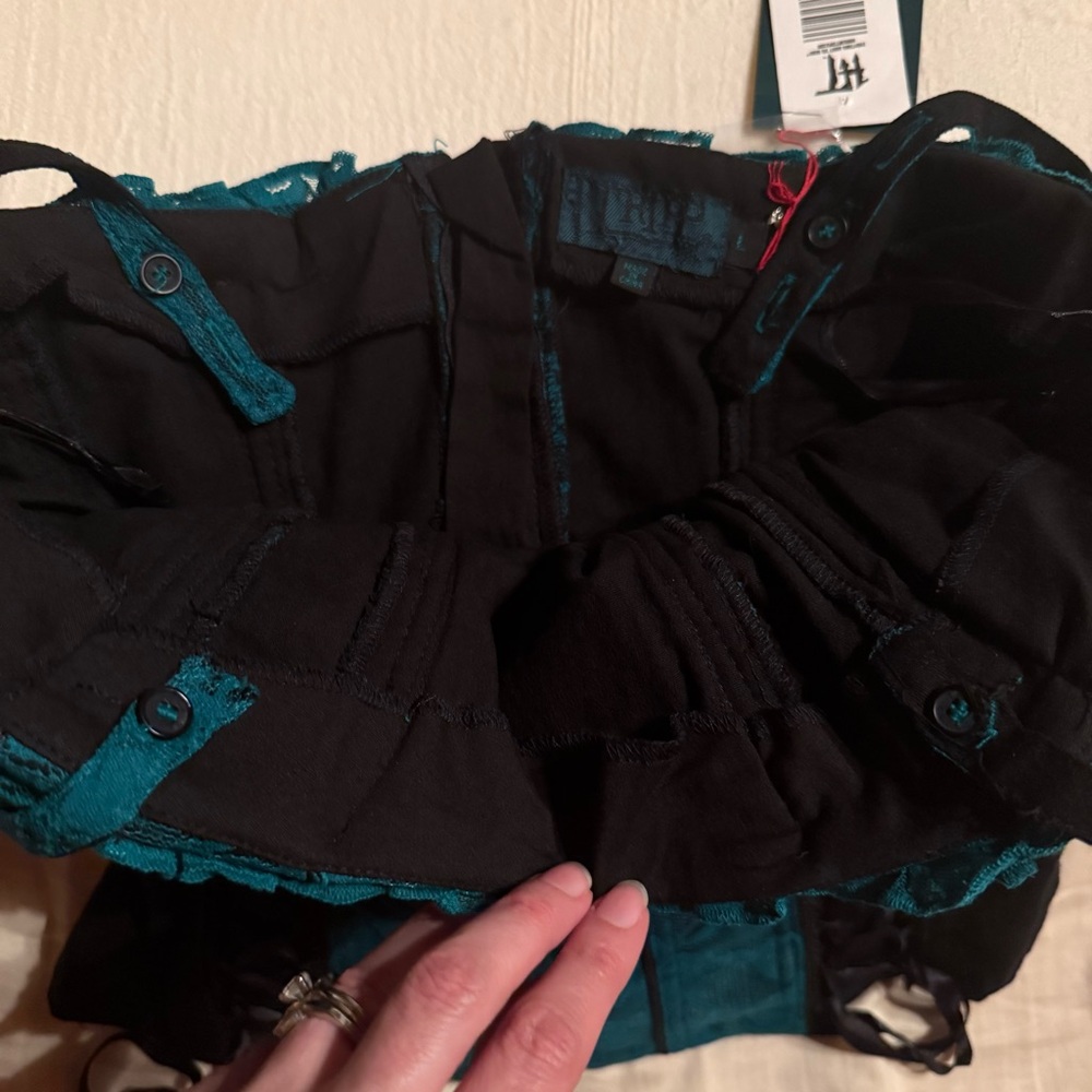 Vintage Y2K Hot Topic Emerald Black Lace Brocade Corset Bustier Top NWT Size L - Picture 6 of 10